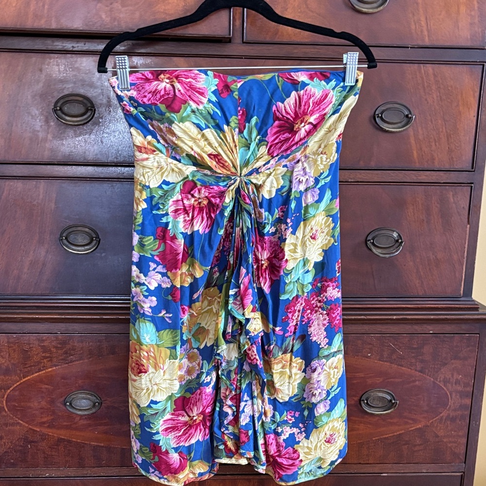 Ark & Co Strapless Floral Dress in multi colored warm weather fun wear
